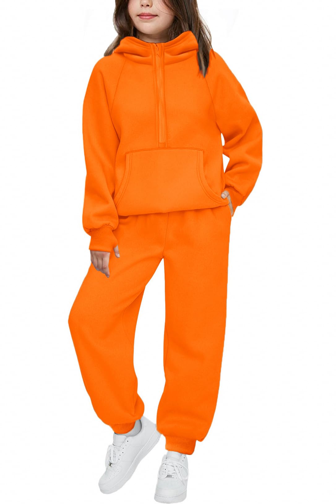 Arshiner Girls 2 Piece Outfits Sweatsuit Half Zip Sweatshirt and Sweatpants