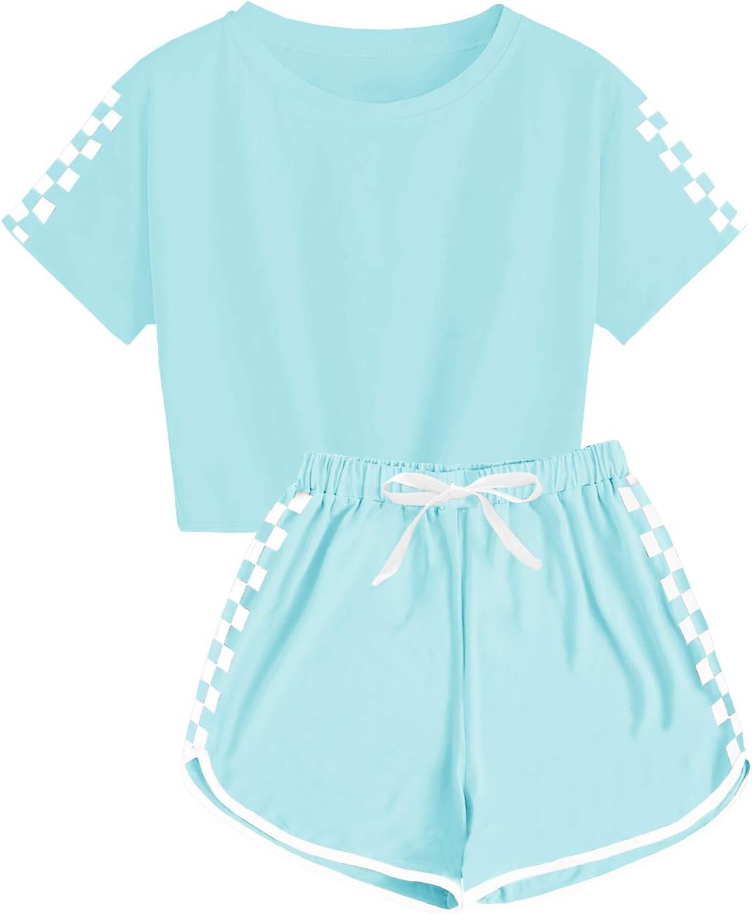 Haloumoning Unisex Girls Boys 2 Piece Outfits Crop Tops and Shorts Set