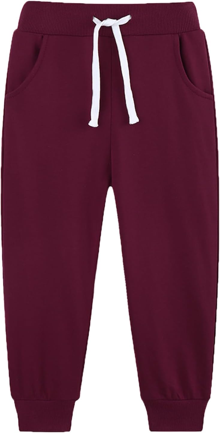 4 Pack Toddler and Kids Boys Sweatpants Joggers Cotton Active Soft Joggers Pants with Functional Drawstring 2-14Y