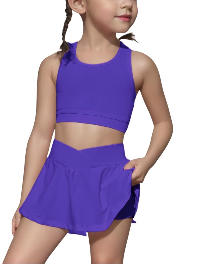 SOLY HUX Toddler Girl's 2 Piece Workout Set Top and Skorts Athletic Outfits