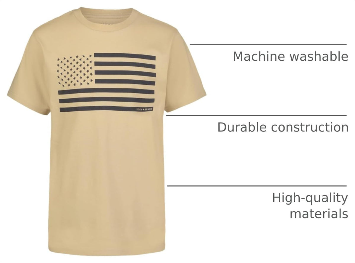 Lucky Brand Boys' Short Sleeve Graphic Crew Neck T-Shirt, Soft, Comfortable, Relaxed Fit
