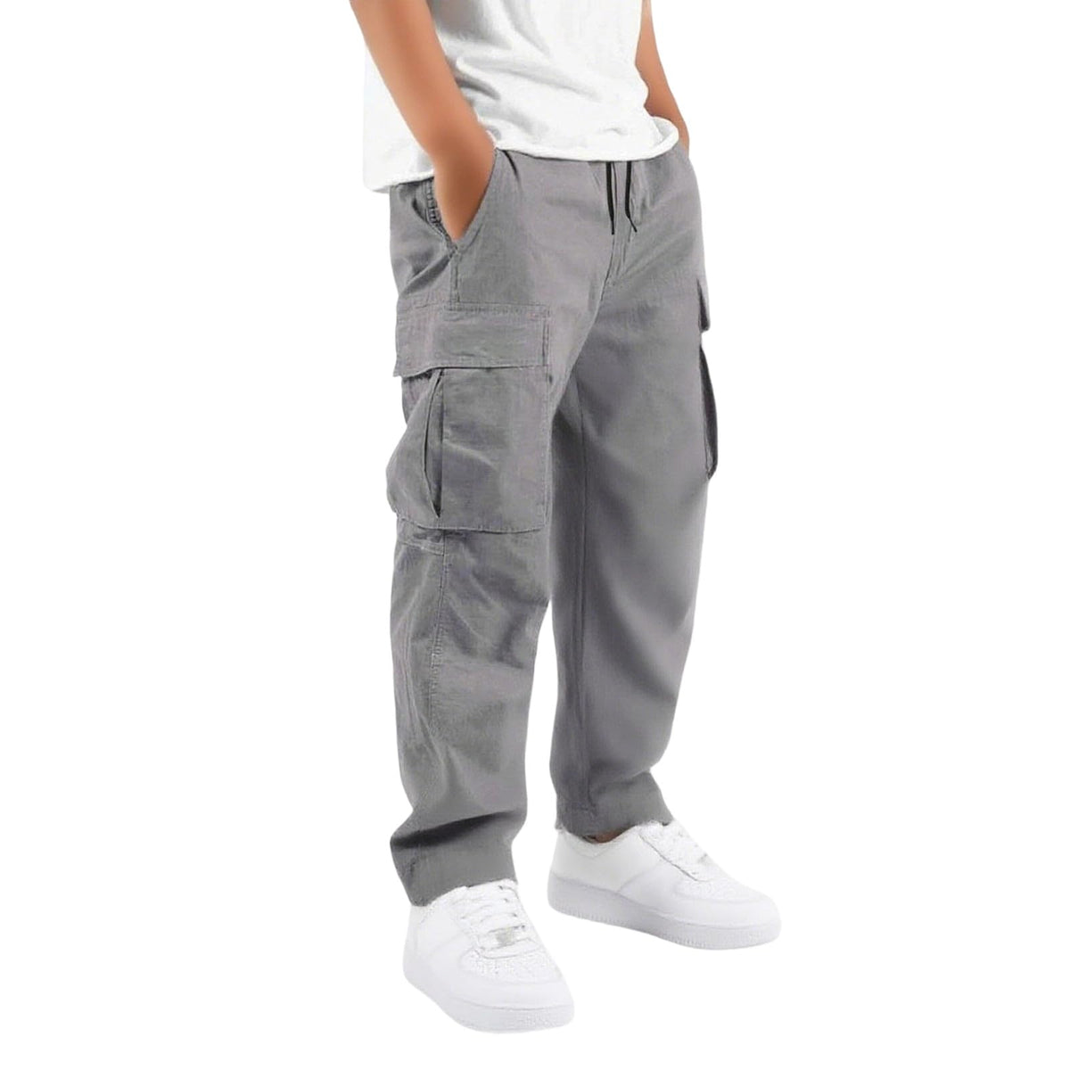 Boys Cargo Pants Kids Baggy Hiking Jogger School Uniform Pants 5-16 Years