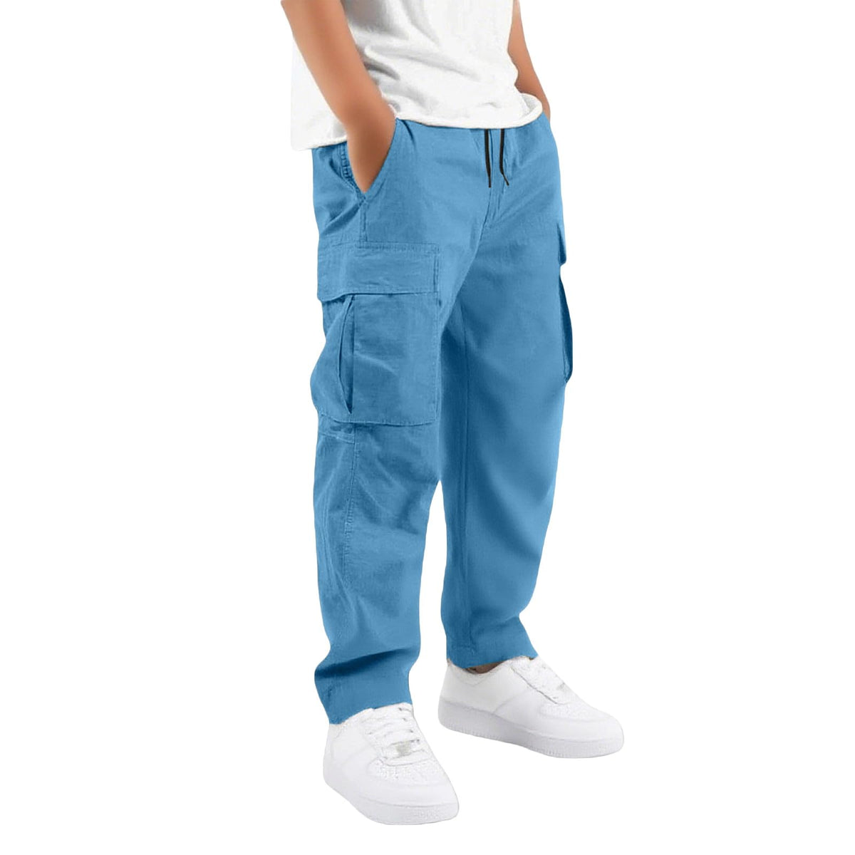 Boys Cargo Pants Kids Baggy Hiking Jogger School Uniform Pants 5-16 Years