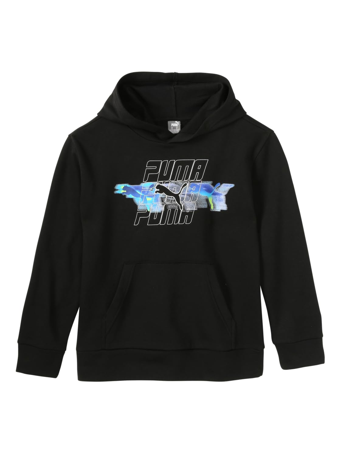 PUMA Boys' Logo Pullover Hoodie, Fleece Sweatshirt, Large Front Pocket