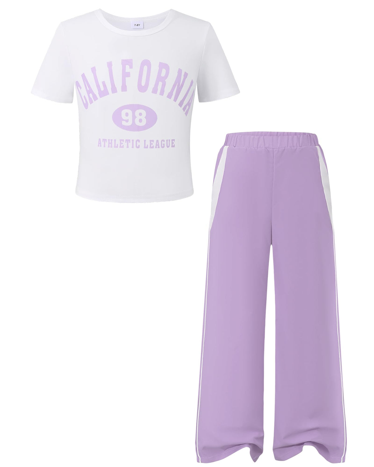 YOURUIKEY Girls 2 Piece Outfits Short Sleeve Shirts & Sweatpants Set with Pockets Summer Clothes Sweatsuit Size 7-14Y