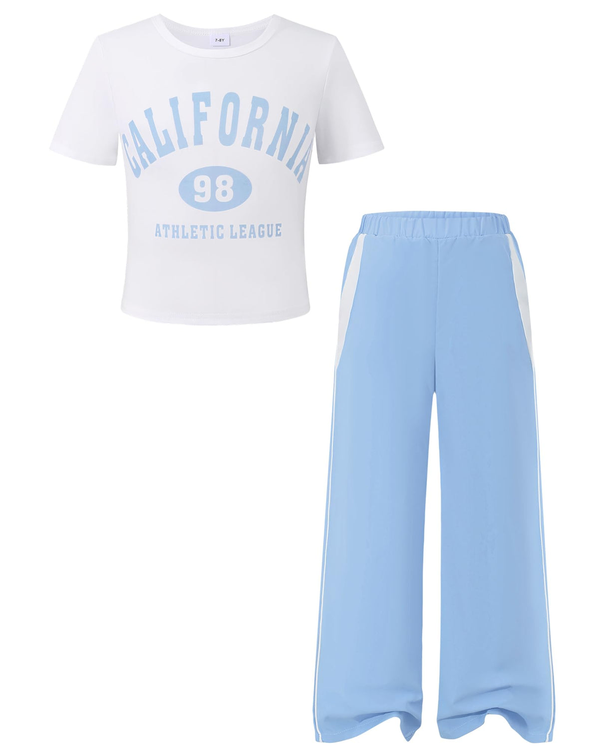 YOURUIKEY Girls 2 Piece Outfits Short Sleeve Shirts & Sweatpants Set with Pockets Summer Clothes Sweatsuit Size 7-14Y