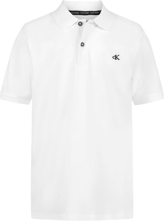 Calvin Klein Boys Short Sleeve Micro Pique Solid Polo, Button Closure, Soft & Comfortable