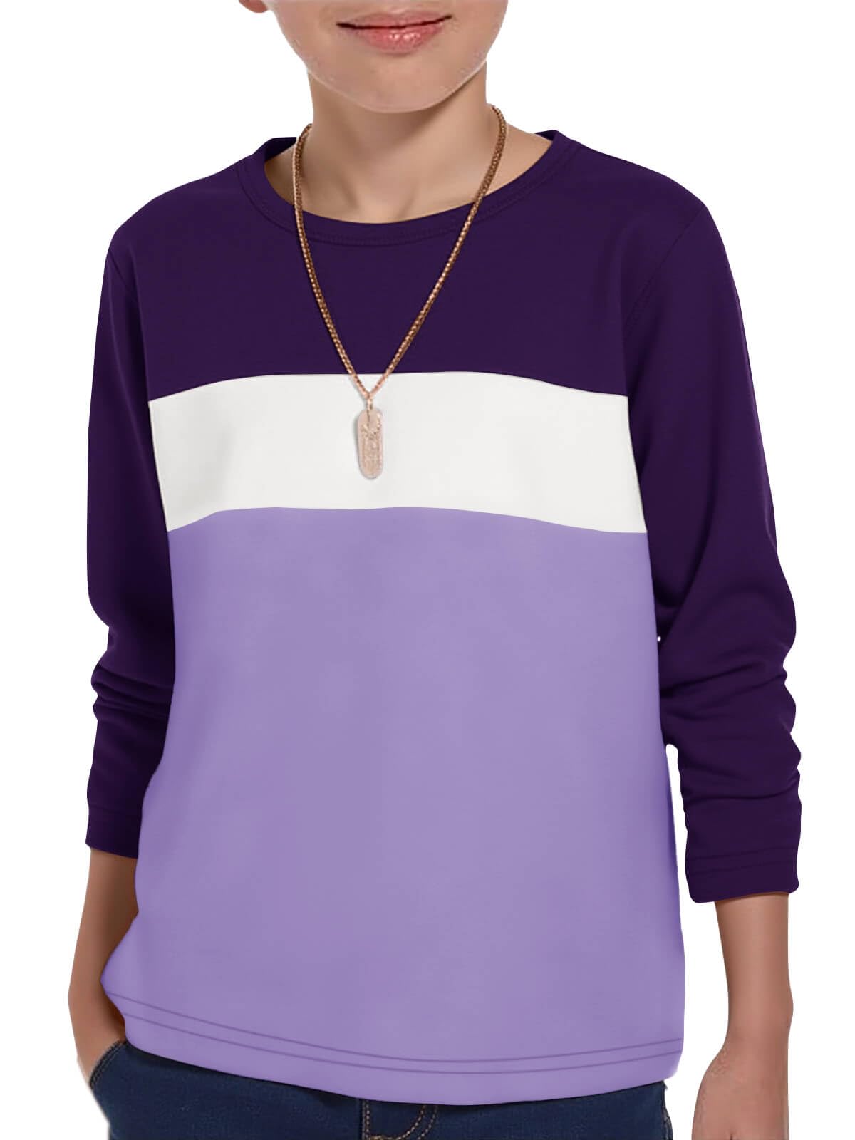 Haloumoning Boys Long Sleeve Shirts Color Block Fall Tops 5-14Y