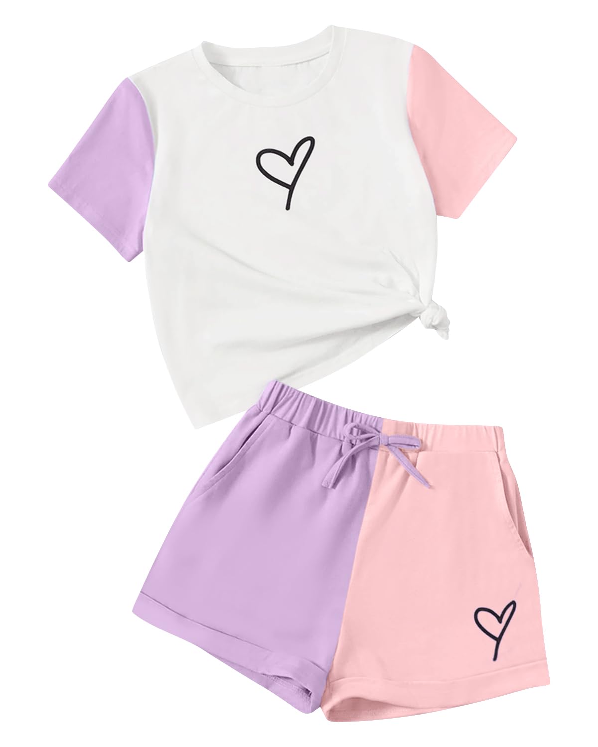 Cakaner Toddler Kids Girl Clothes Floral Letter Graphic Top + Shorts 2PC Girls Summer Short Set