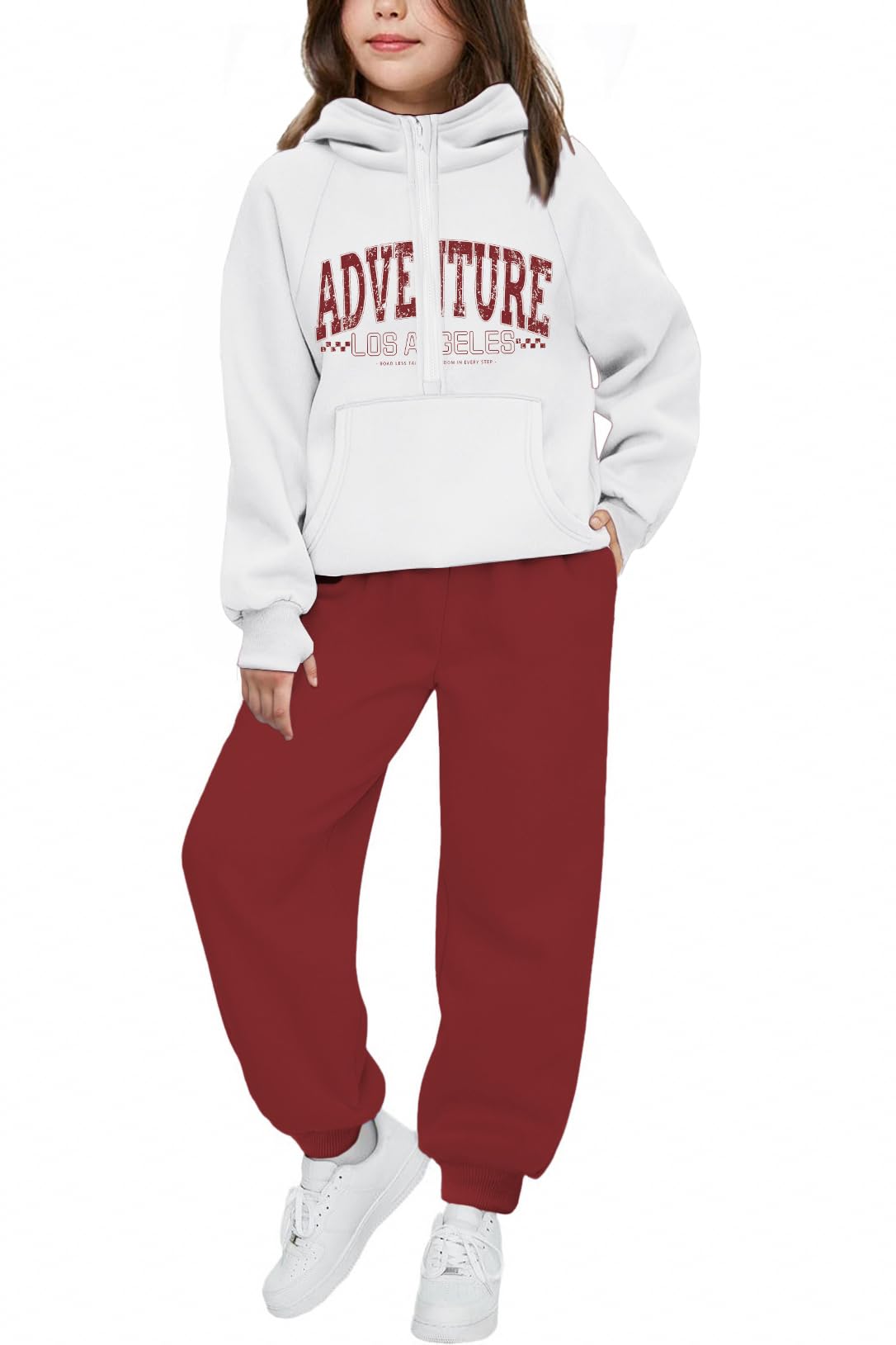 Arshiner Girls 2 Piece Outfits Sweatsuit Half Zip Sweatshirt and Sweatpants