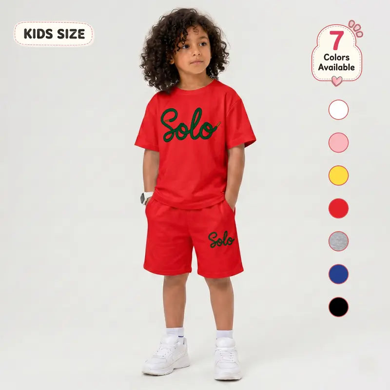 Boys’ Trendy Letter Graphic T-Shirt & Shorts Set, Simple Summer Casual Outfit, Lightweight Comfortable Kids Clothing for School Days, Outdoor Play and Daily Activities