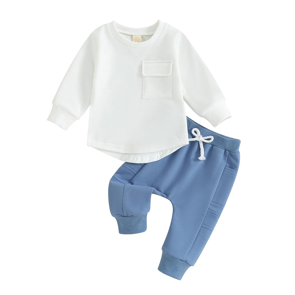 Toddler Baby Boy Fall Outfit Contrast Color Sweatshirt Tops with Elastic Waist Pants Cute Infant Newborn Winter Clothes