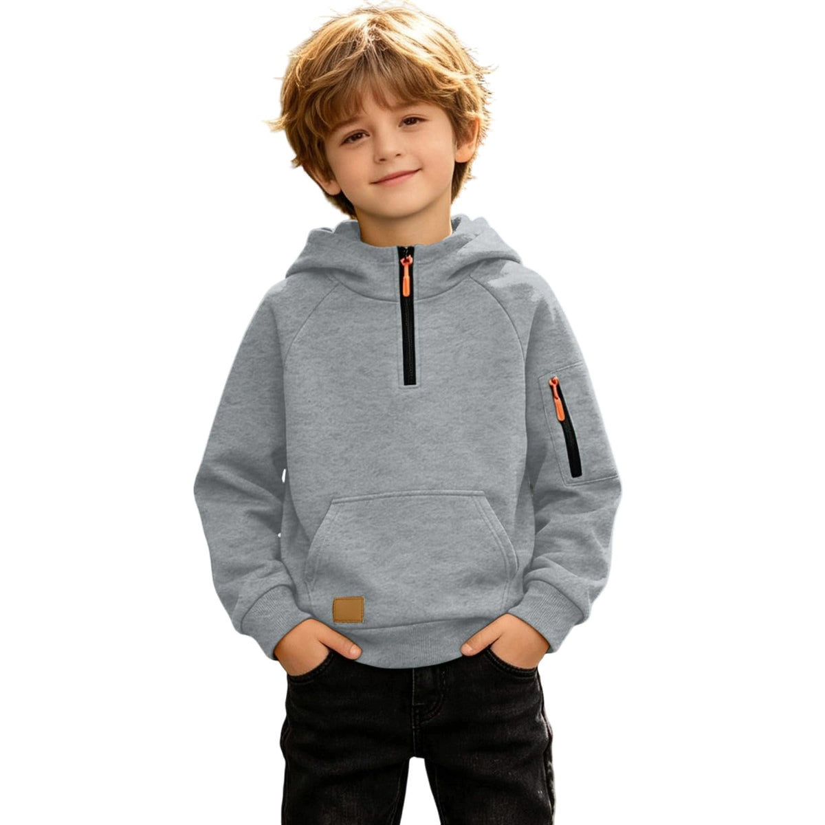 Boys Hoodies Quarter Zip Long Sleeve Pullover Hooded Sweatshirt 2026 Kids Fall Winter Teen Boy Clothes 4-15 Years