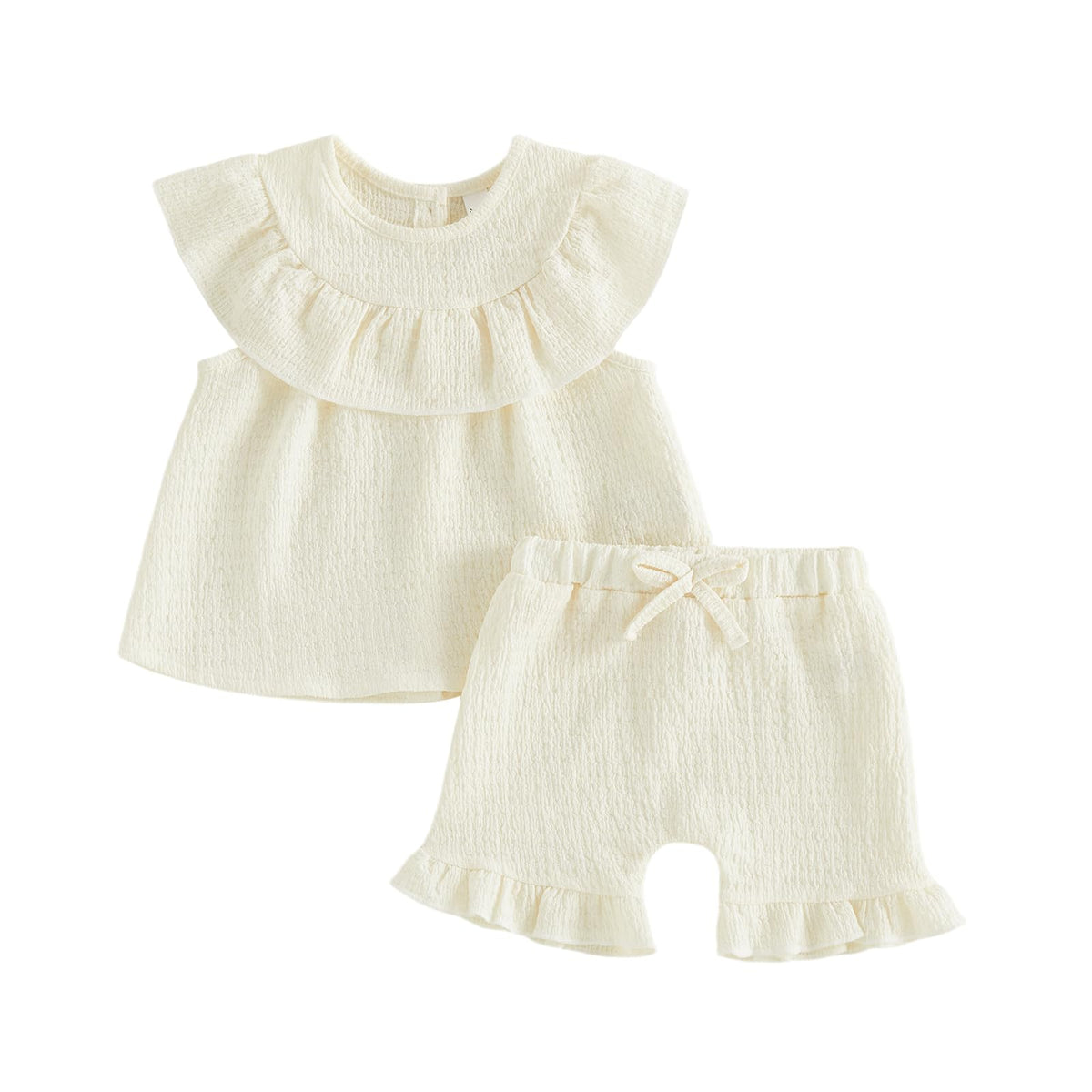 BemeyourBBs Summer Toddler Girl Clothes Baby Girl Ruffle Shirt Shorts Set
