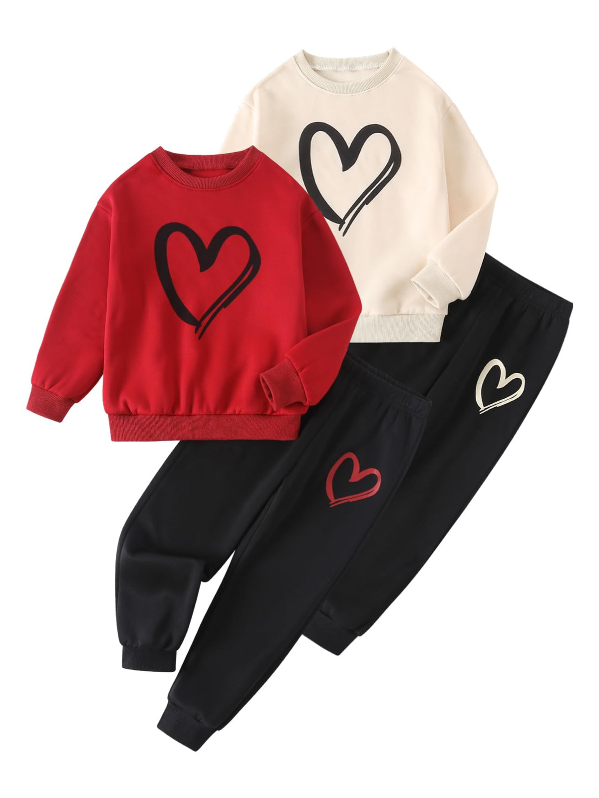 Girls Outfits 4 Piece Long Sleeve Sweatshirt Cargo Pants 3-12Y