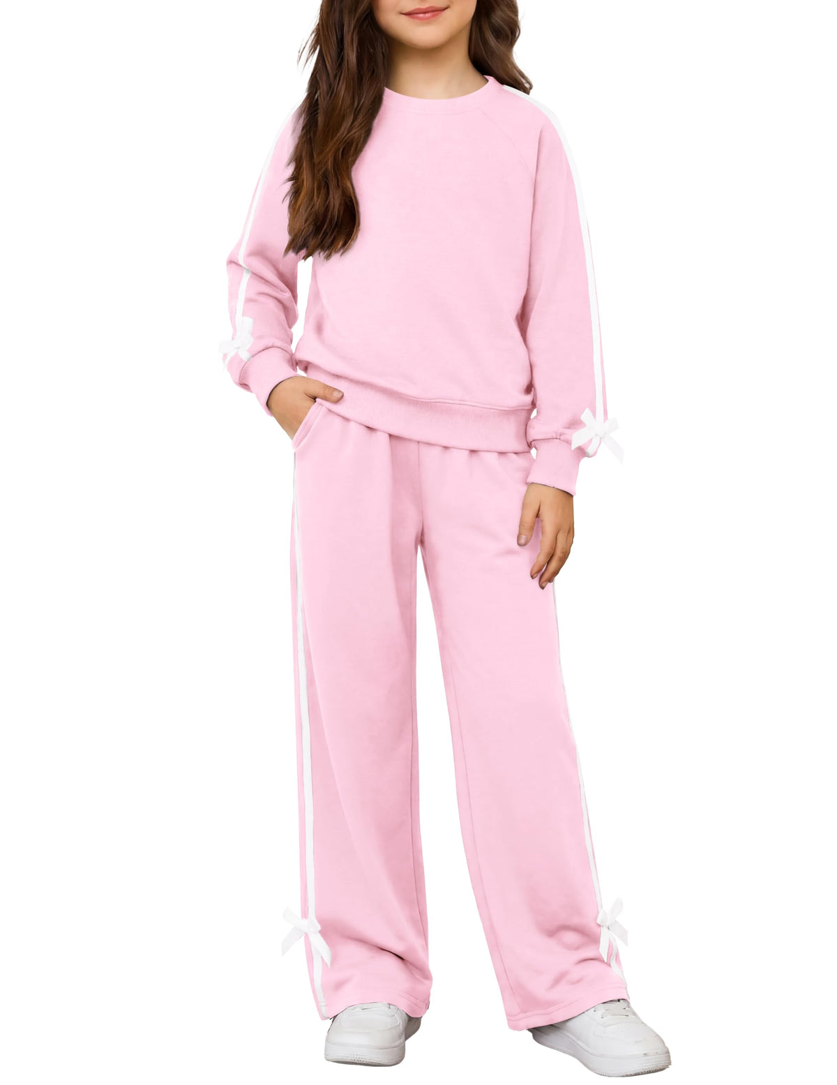 Arshiner Girls 2 Piece Outfits Fall Long Sleeve Shirts Wide Leg Pants Sets