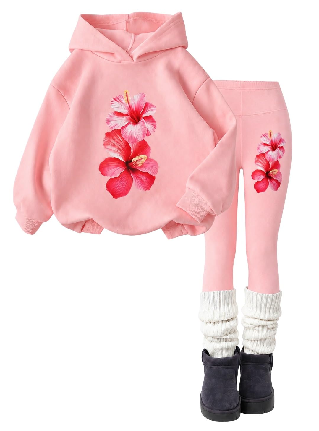 Yoxindax Girls Sweat Set Sweatshirt & Sweatpants Fall Winter Tween Clothes