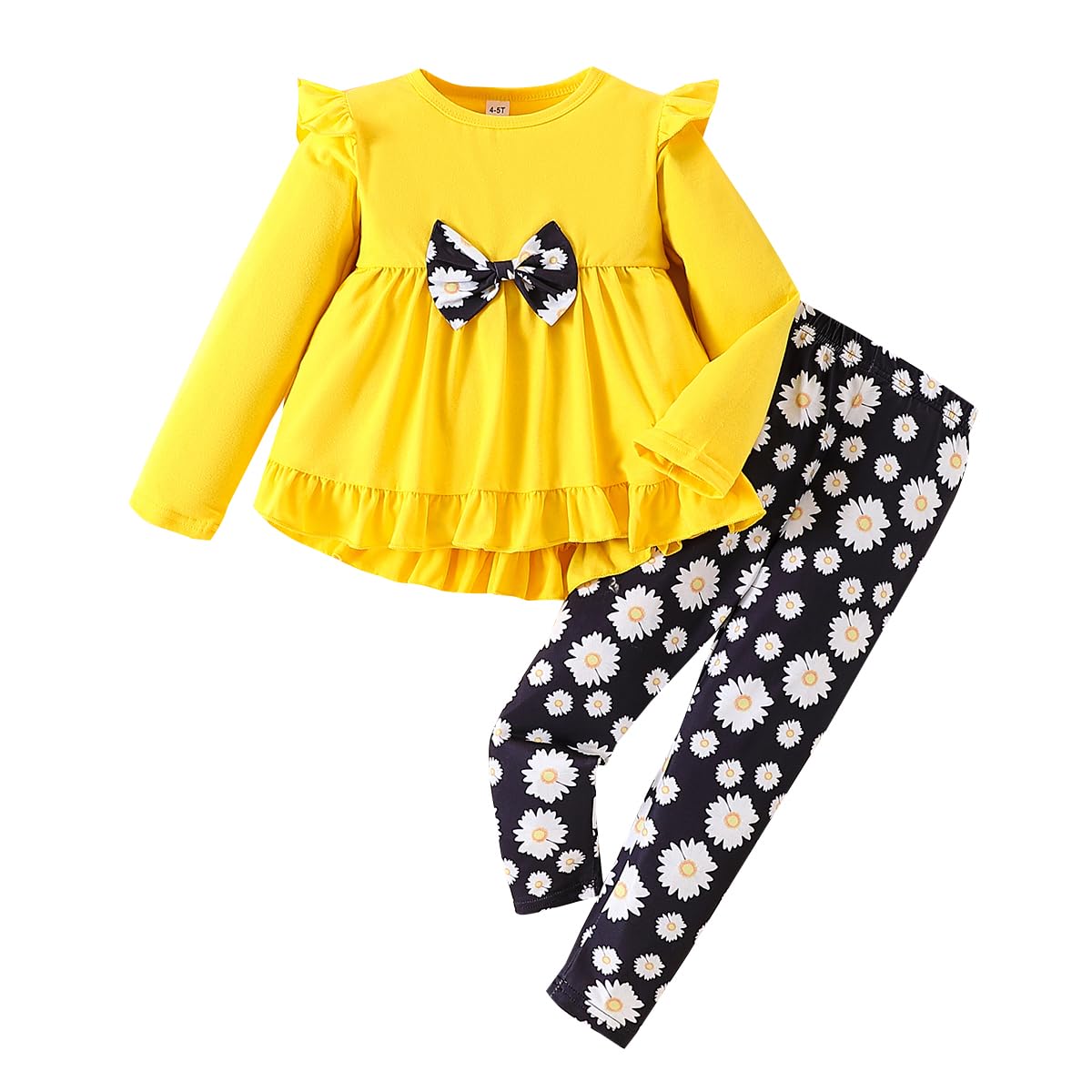 Axumity Kid Girl Clothes Ruffle Sleeve Top Floral Allover Pants 3-9 Years Fall Outfit Set