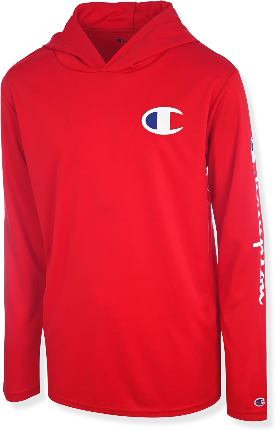 Champion Boys Long Sleeve Hooded Tee Shirt Lightweight Tech Fabric Athletic T-Shirt for Kids