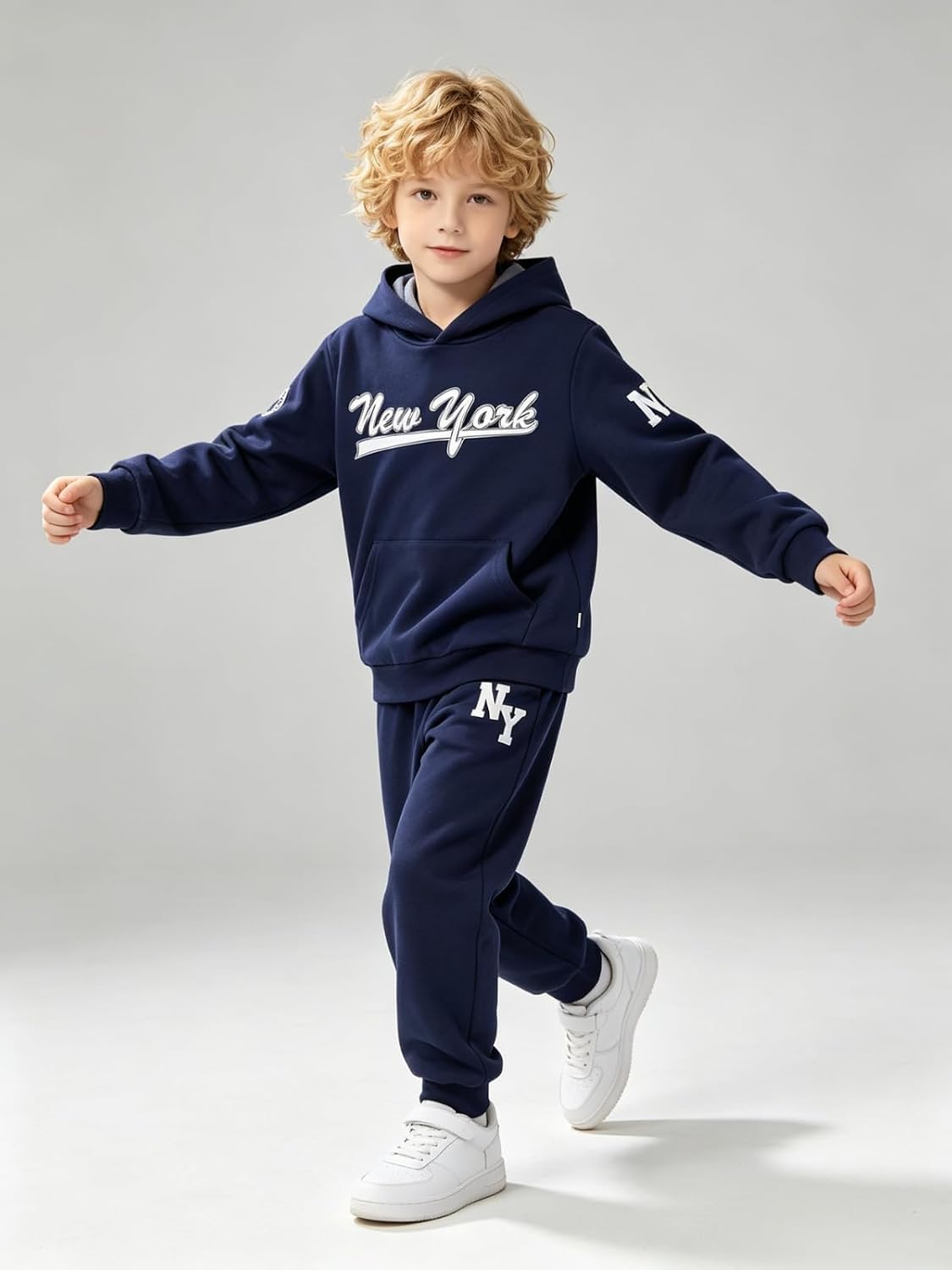 Boys Clothes Fall Hooded Long Sleeved Top and Pants 2 Piece Outfits Clothing Set with Pocket Size 5-9 Years