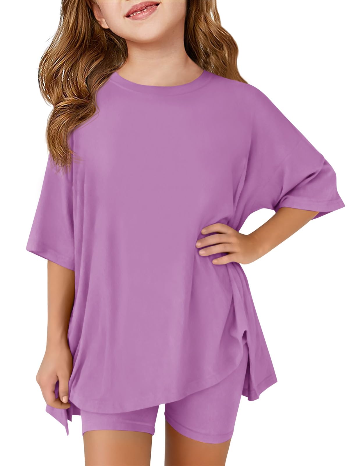 Haloumoning Girls Summer Lounge Set Oversized 2 Piece Clothing Sets