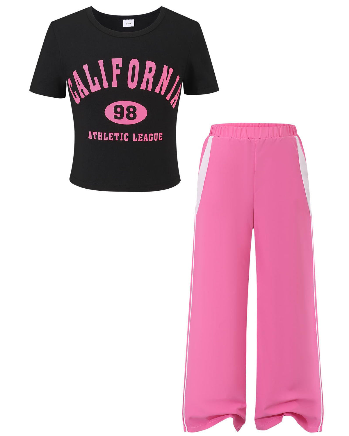YOURUIKEY Girls 2 Piece Outfits Short Sleeve Shirts & Sweatpants Set with Pockets Summer Clothes Sweatsuit Size 7-14Y