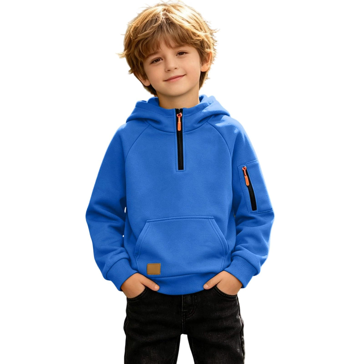 Boys Hoodies Quarter Zip Long Sleeve Pullover Hooded Sweatshirt 2026 Kids Fall Winter Teen Boy Clothes 4-15 Years