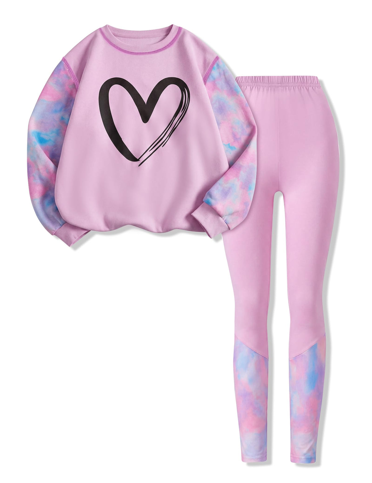 Size 7-14 Years Girls Fall Clothes Long Sleeve Bow Printed Top + Leggings Pants Teen Girls 2 Piece Outfits Set