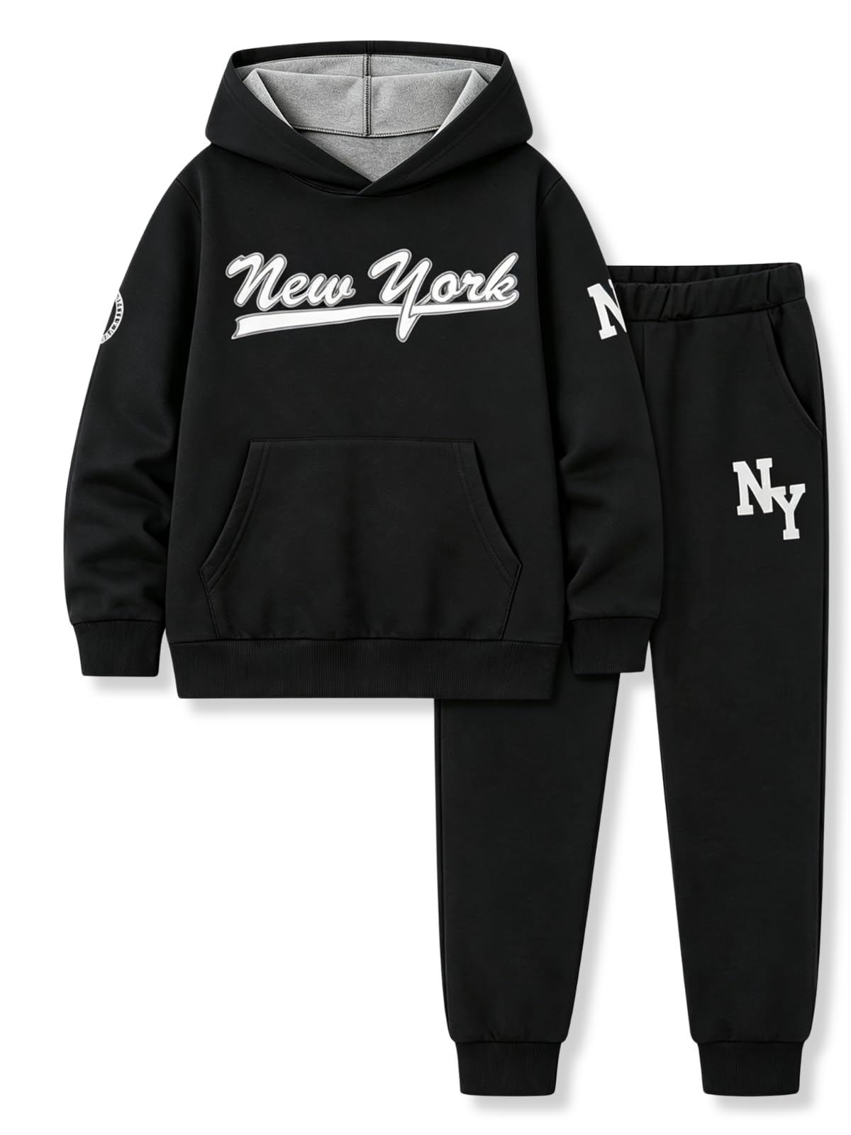 Boys Clothes Fall Hooded Long Sleeved Top and Pants 2 Piece Outfits Clothing Set with Pocket Size 5-9 Years