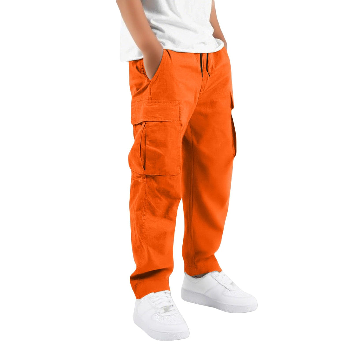Boys Cargo Pants Kids Baggy Hiking Jogger School Uniform Pants 5-16 Years