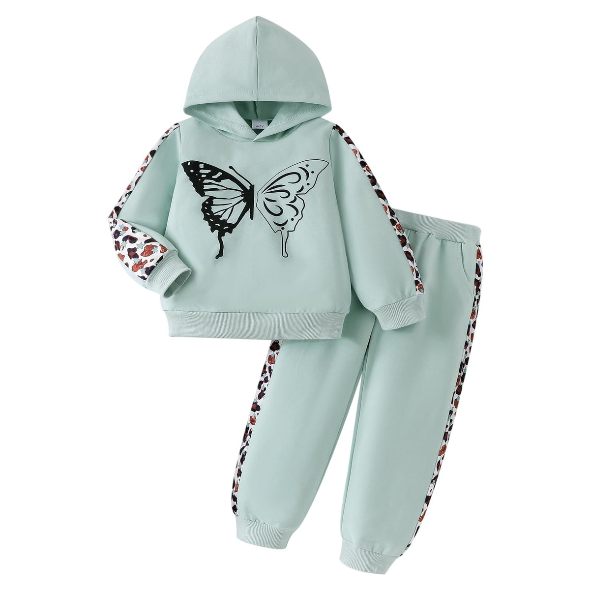 Girls Clothes Toddler Leopard Hoodie and Sweatpants Set, Ages 4-12