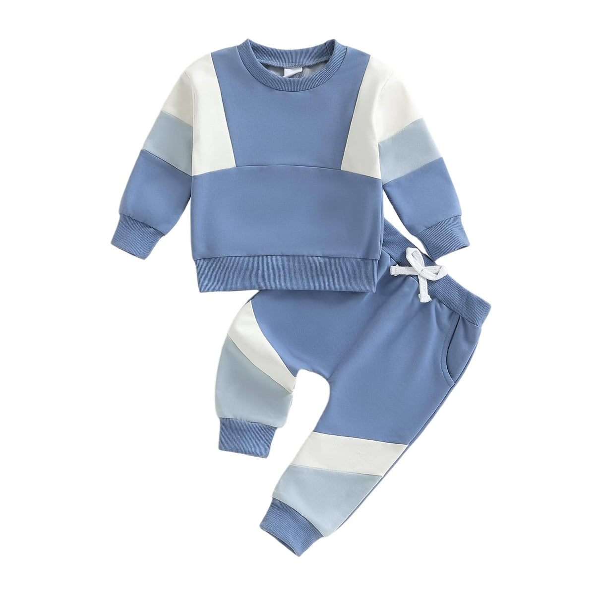 Kupretty Toddler Baby Boy Clothes Color Block Sweatshirt Pants Set