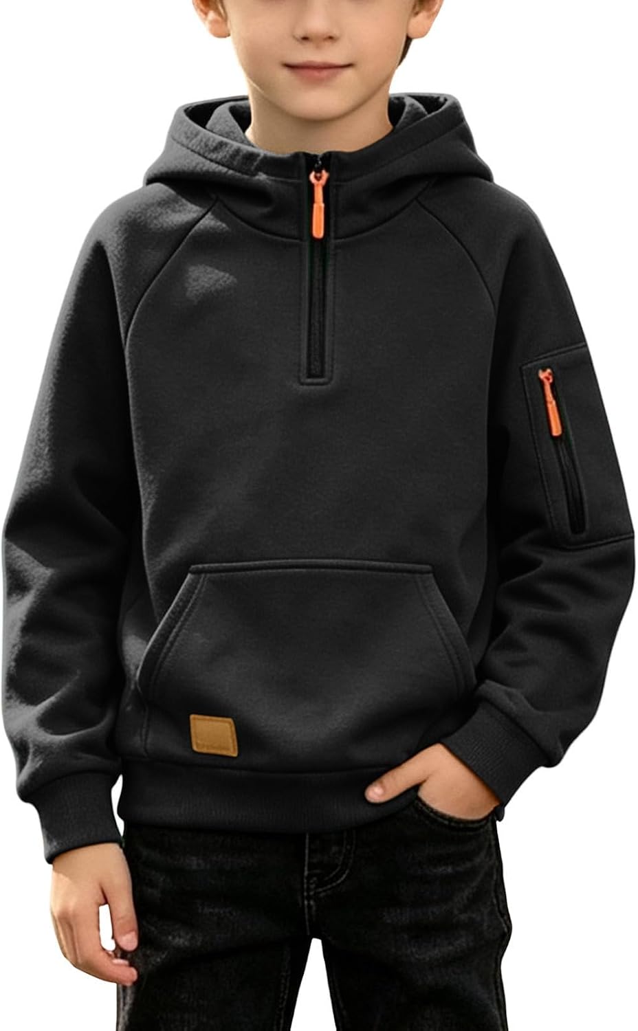 Boys Hoodies Quarter Zip Long Sleeve Pullover Hooded Sweatshirt 2026 Kids Fall Winter Teen Boy Clothes 4-15 Years