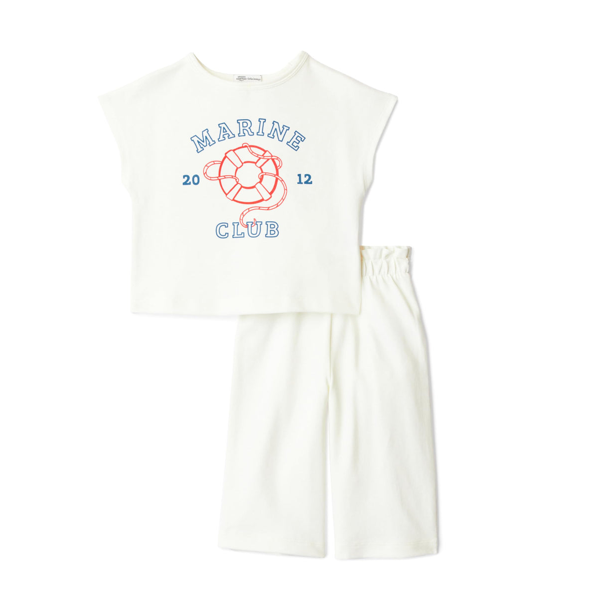 Amazon Essentials x Sofia Grainge Toddlers and Baby Girls' Cotton Pique Short Sleeve T-Shirt & Pants Play Set