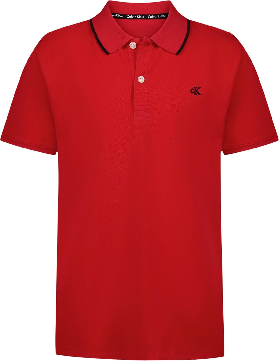 Calvin Klein Boys Short Sleeve Micro Pique Solid Polo, Button Closure, Soft & Comfortable