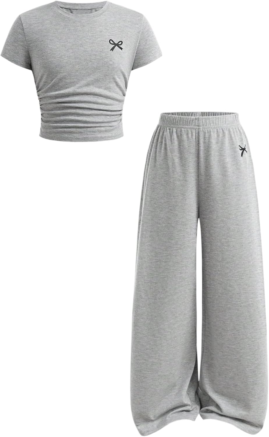 SOLY HUX Girl's Bow Print Short Sleeve T Shirt Pants Outfits