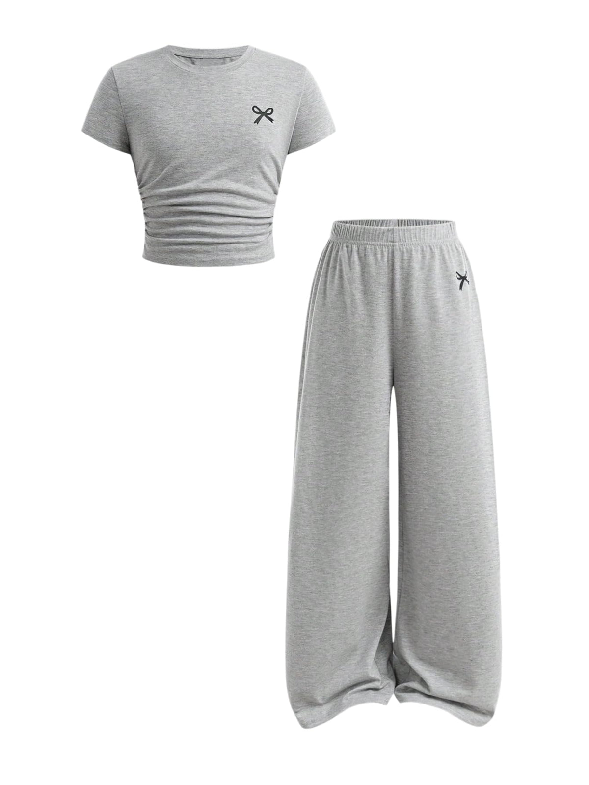 SOLY HUX Girl's Bow Print Short Sleeve T Shirt Pants Outfits
