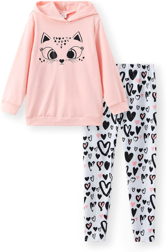 PATPAT Girls Hooded Sweatshirt Leggings Set 2 Piece Fall Outfit 4-12Y