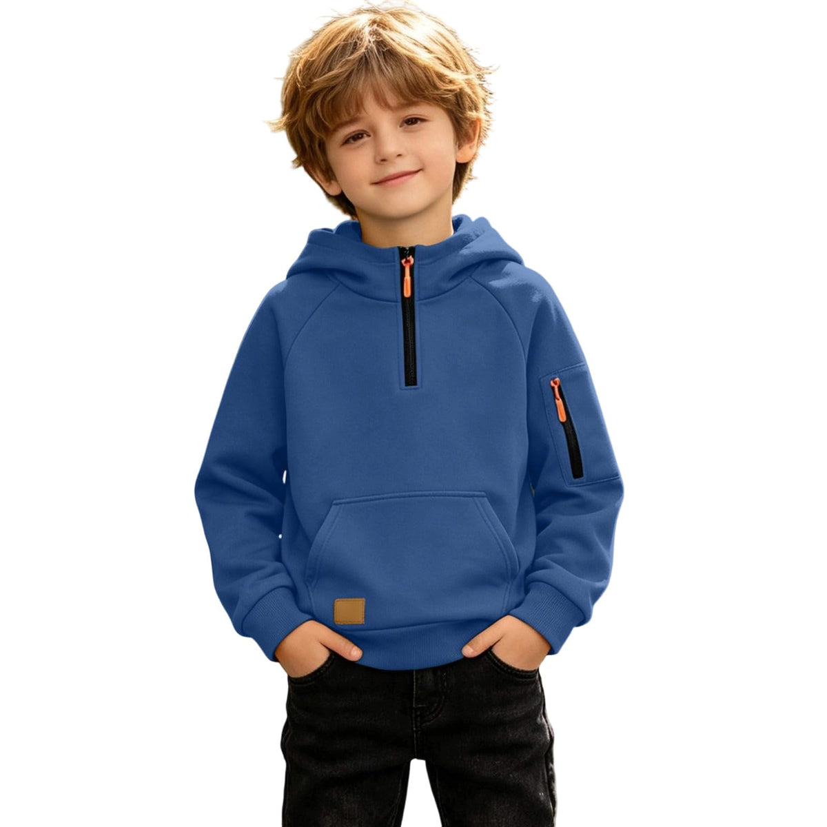 Boys Hoodies Quarter Zip Long Sleeve Pullover Hooded Sweatshirt 2026 Kids Fall Winter Teen Boy Clothes 4-15 Years