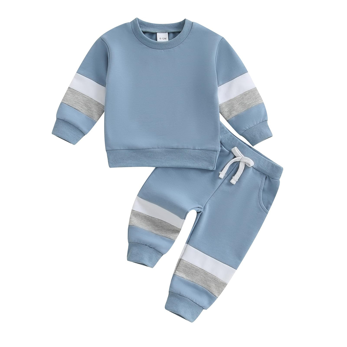 Kupretty Toddler Baby Boy Clothes Color Block Sweatshirt Pants Set