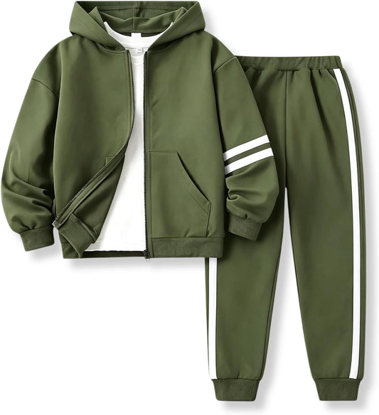 Boys Clothes 2 Piece Sweatsuit Set Zip Up Hoodie Sweatshirt and Pants Kids Boys Fall Winter Outfits Size 6-13 Years