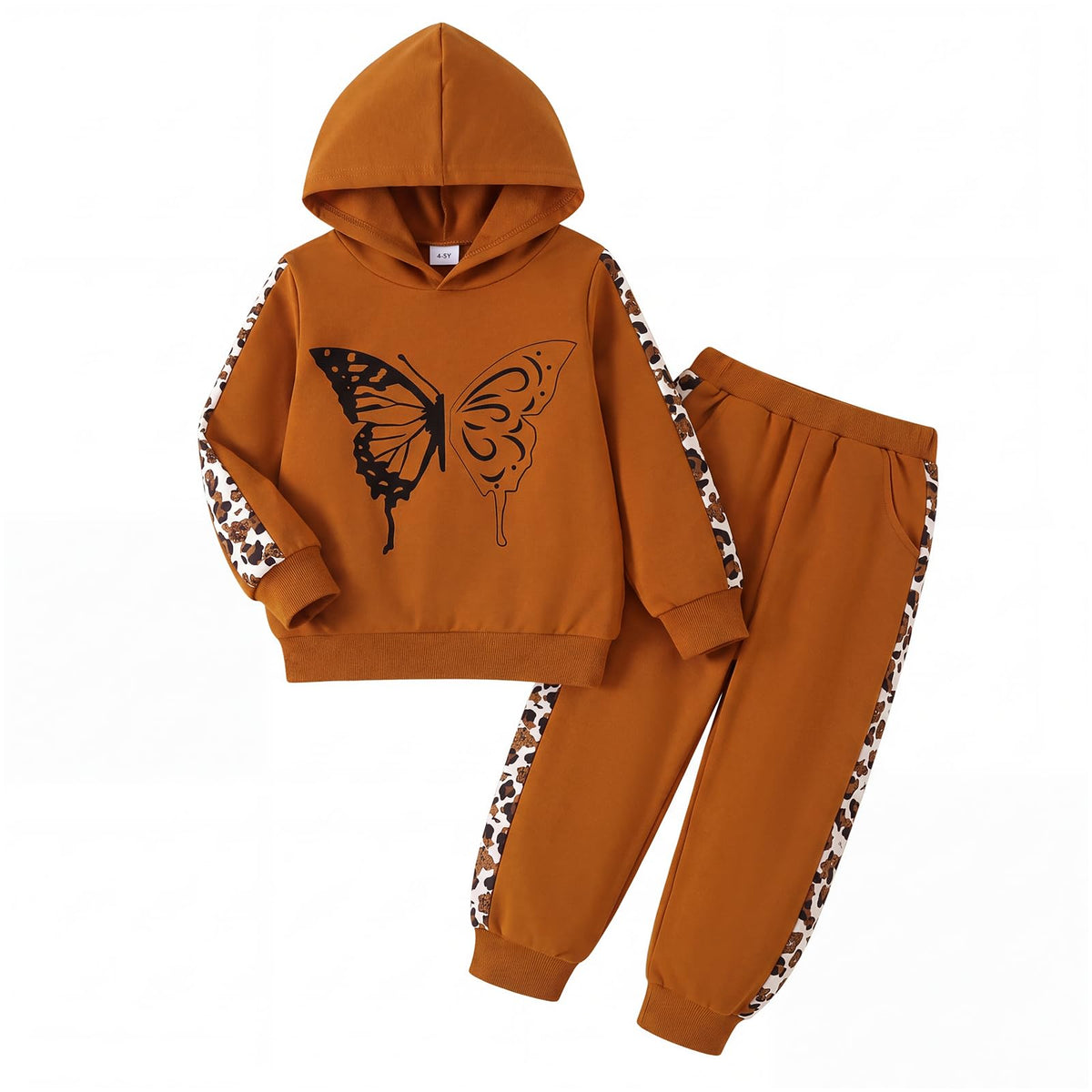 Girls Clothes Toddler Leopard Hoodie and Sweatpants Set, Ages 4-12
