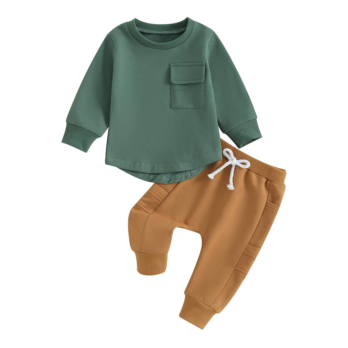 Toddler Baby Boy Fall Outfit Contrast Color Sweatshirt Tops with Elastic Waist Pants Cute Infant Newborn Winter Clothes