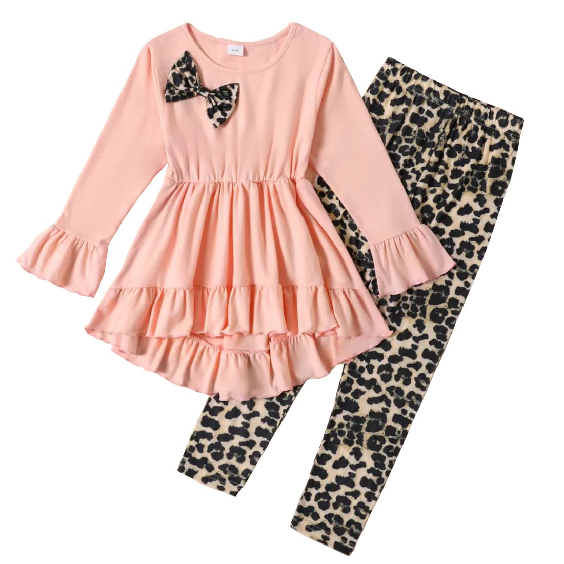 Axumity Kid Girl Clothes Ruffle Sleeve Top Floral Allover Pants 3-9 Years Fall Outfit Set