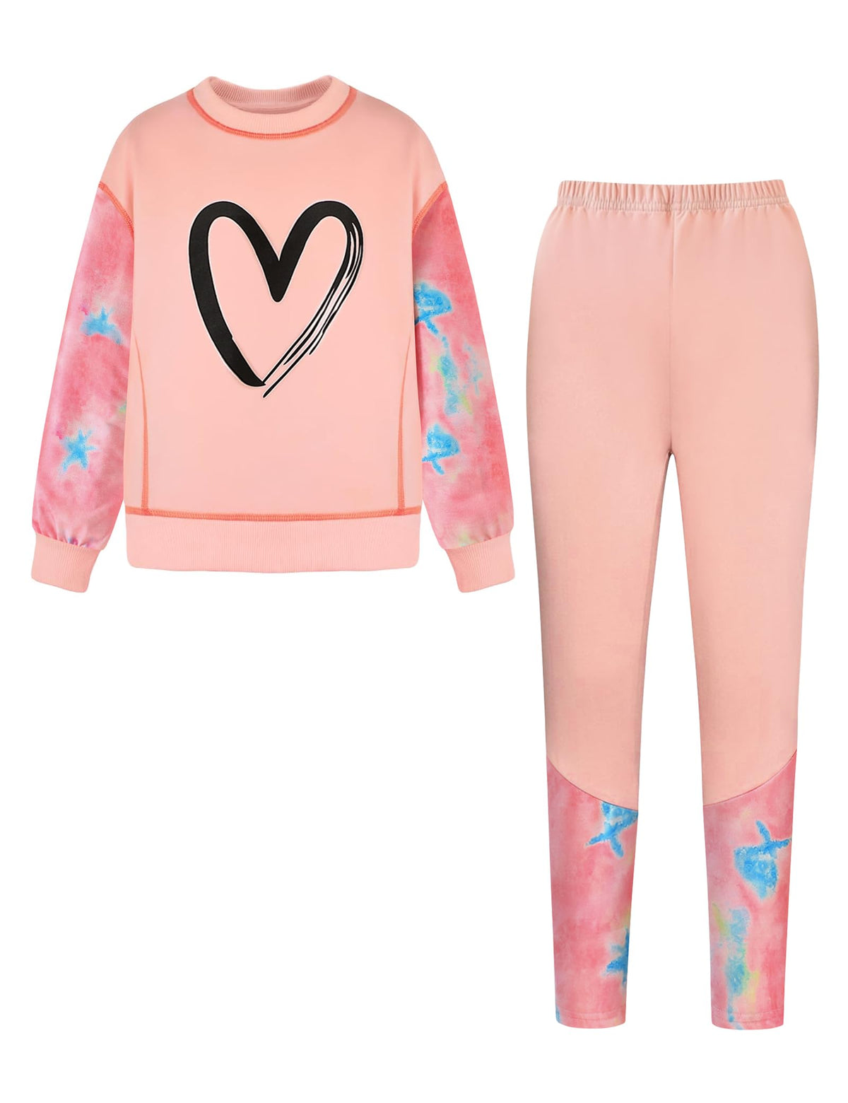 Size 7-14 Years Girls Fall Clothes Long Sleeve Bow Printed Top + Leggings Pants Teen Girls 2 Piece Outfits Set