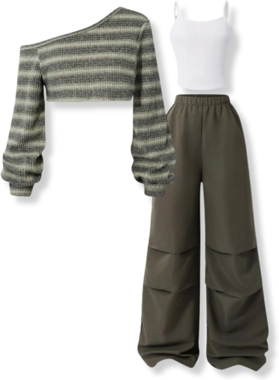 Girls Clothes 3 Piece Shirt Cami Top Pants Outfits 9-16 Years