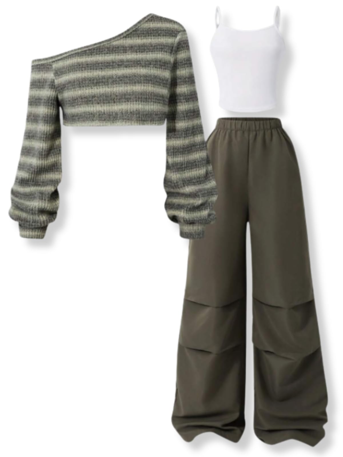 Girls Clothes 3 Piece Shirt Cami Top Pants Outfits 9-16 Years