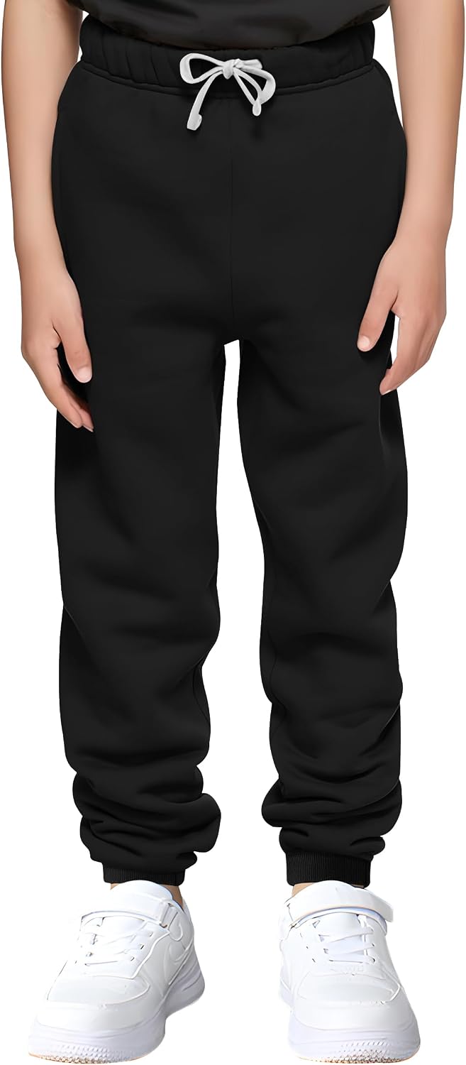 VOGRYE Boys Sweatpants 3 Pack Jogger Pants with Pockets Drawstring Waist