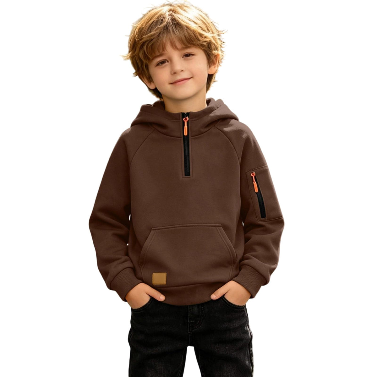 Boys Hoodies Quarter Zip Long Sleeve Pullover Hooded Sweatshirt 2026 Kids Fall Winter Teen Boy Clothes 4-15 Years