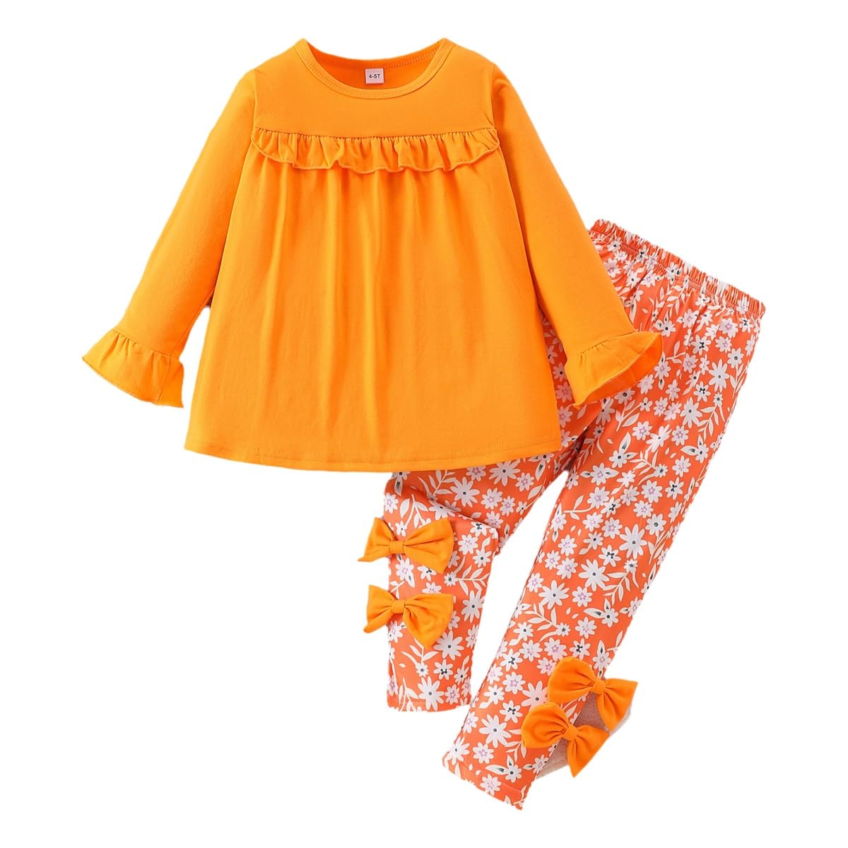 Axumity Kid Girl Clothes Ruffle Sleeve Top Floral Allover Pants 3-9 Years Fall Outfit Set